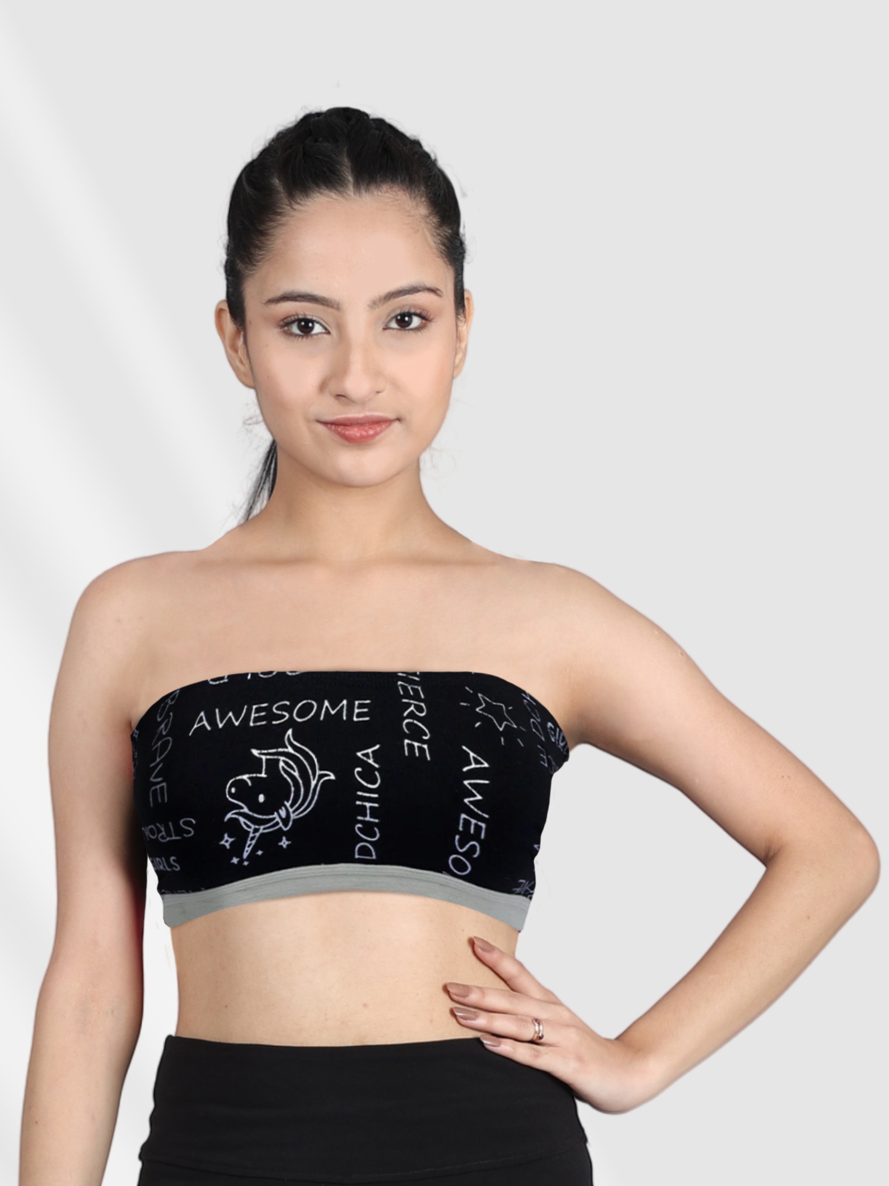Buy D'chica Tube Bralettes for Teenager Girls Grey and Skin (Pack of 2)  online