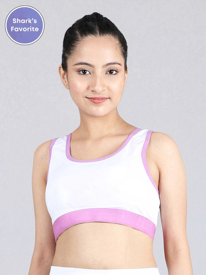 White Single Layer Racerback Sports Bra | Non Padded Gym Bra