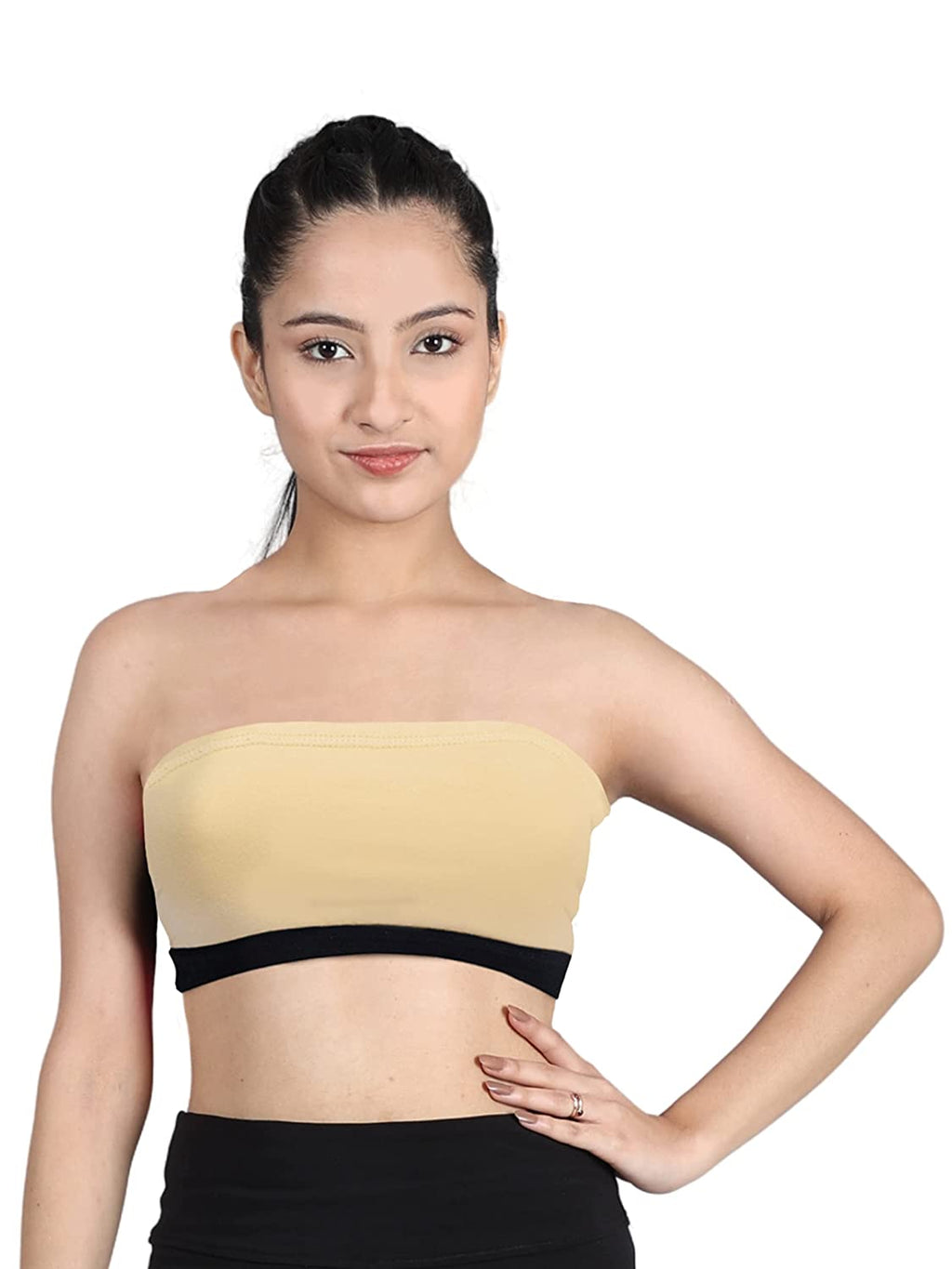 DChica Slip-on Strapless Bra for Teenagers, Girls Beginners Bra Sports  Cotton Non-Wired Non-Padded Crop Top Bra Full Coverage Seamless Gym Stylish