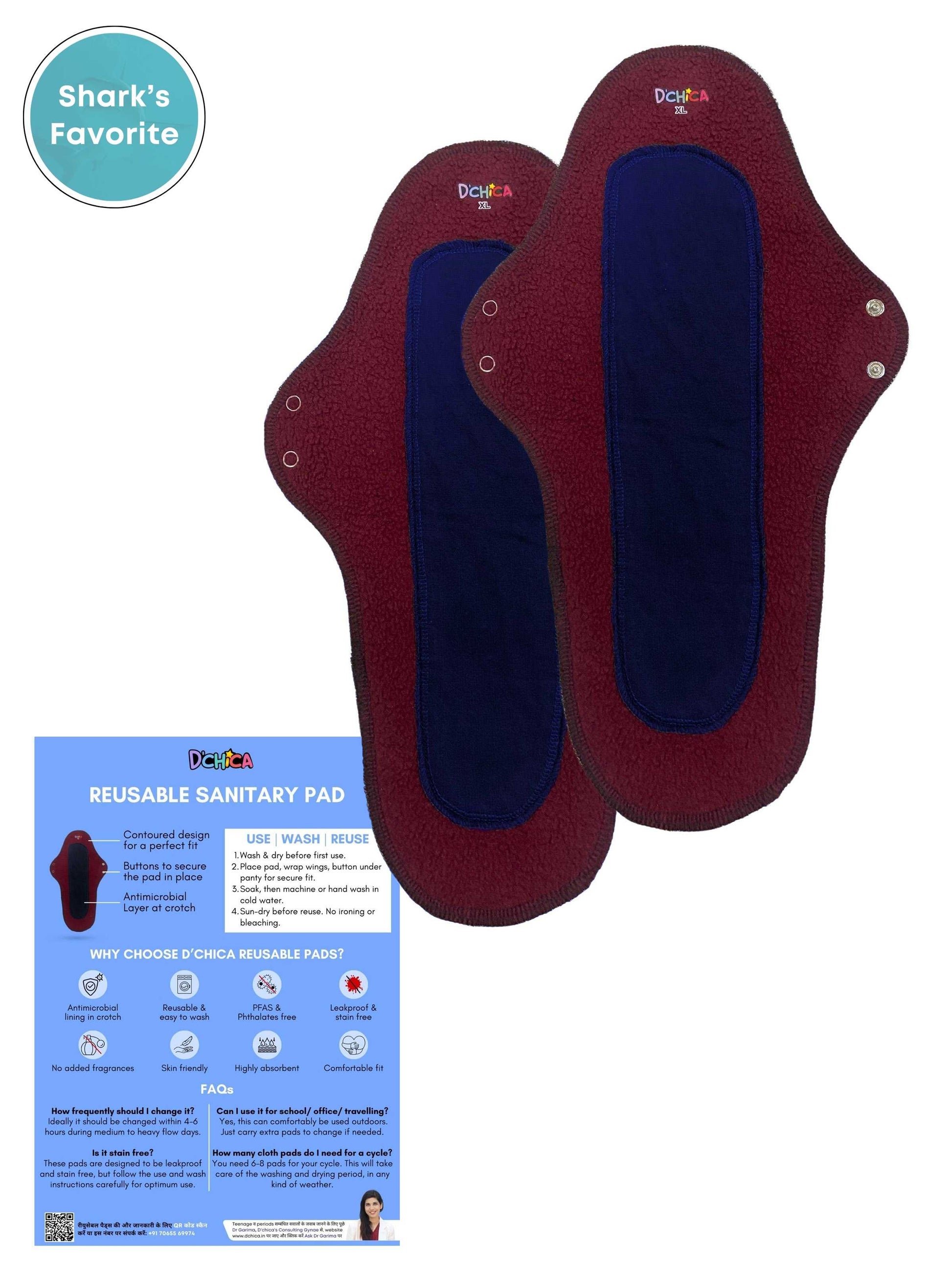 Cotton Cloth Reusable Pads | Antimicrobial Lining | Rash-Free & Skin-Friendly | Sanitary Napkins