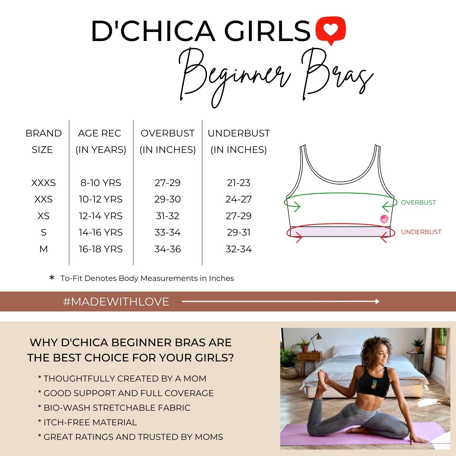 dchica beginner bra sports bra