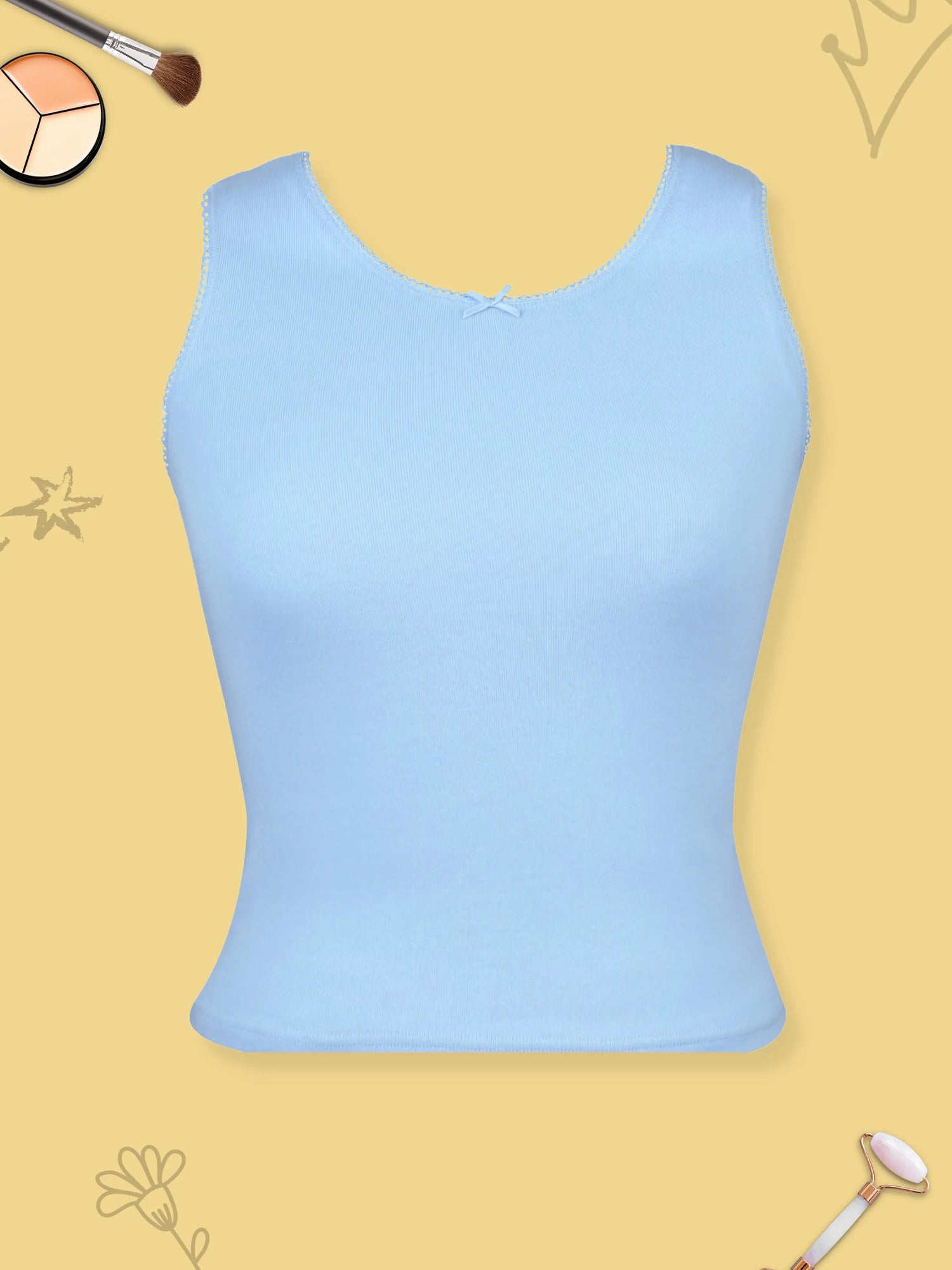 Comfortable Blue Cotton Camisole Vest Tank Top for Everyday Wear