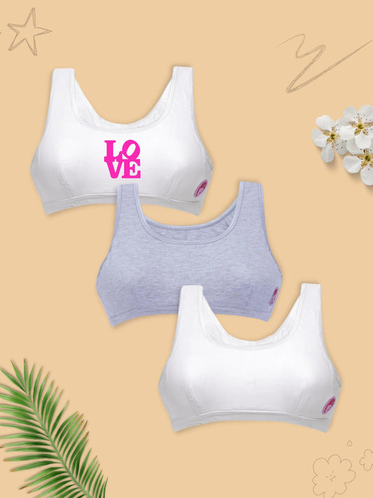 Double-Layer Broad Strap Cotton Yoga Bra | Non-Padded for Beginners | Love Print & Solid Designs