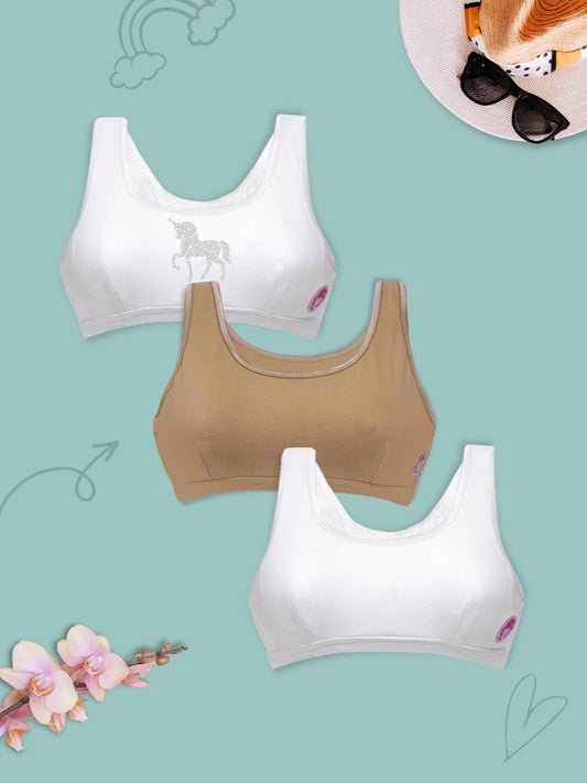 Cotton Yoga Bra | Double-Layer Broad Strap | Non-Padded Beginner Bra | Solid Bras