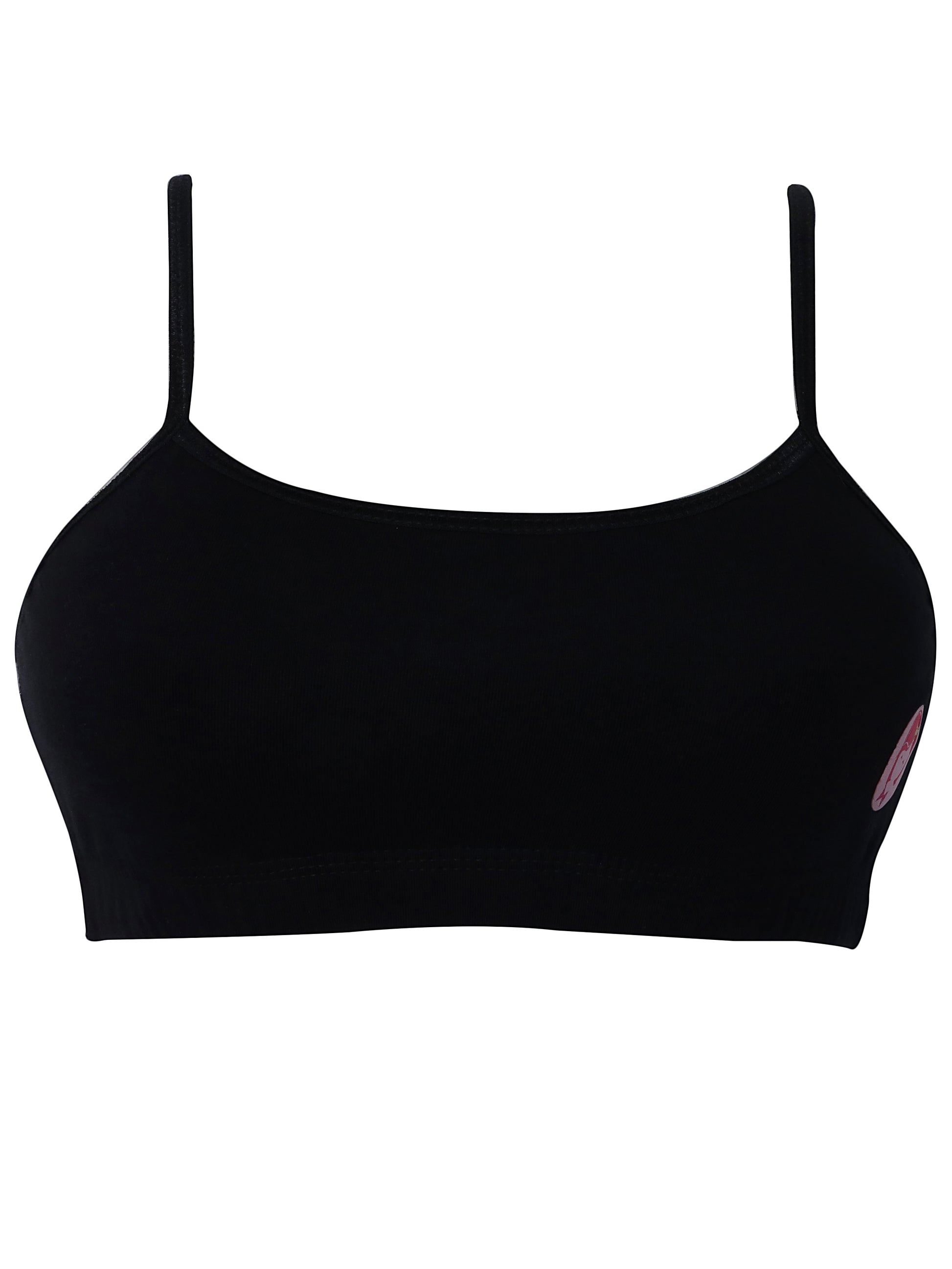 DOUBLE-LAYER THIN STRAP COTTON ATHLETIC BRAS | NON-PADDED BEGINNER BRA | BLACK