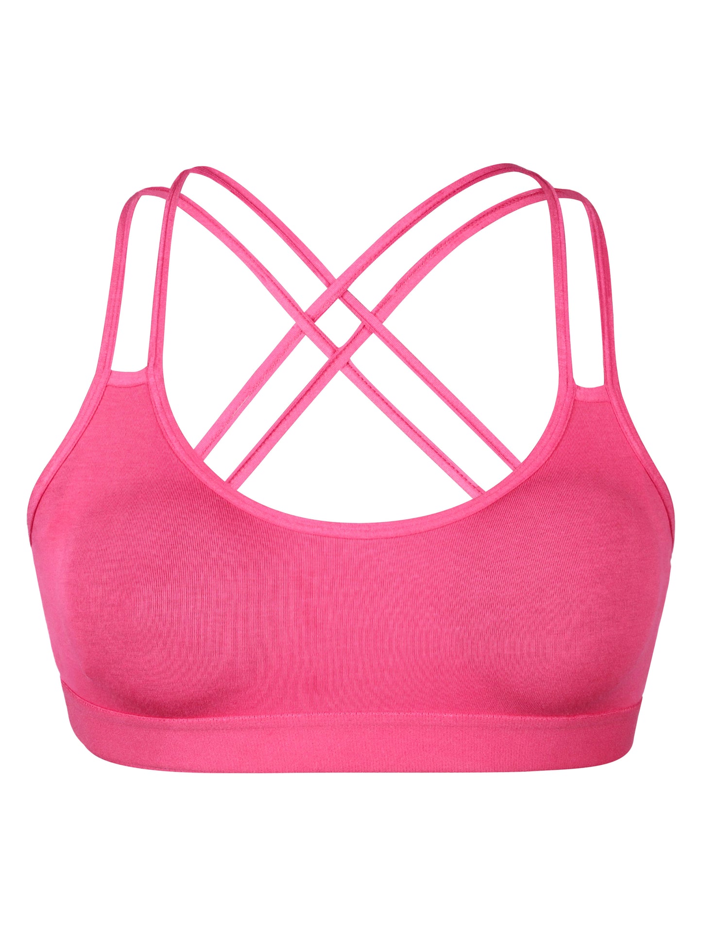 Criss Cross Back Cotton Sports Bra For Women | Removable Pads | Elasticated Underband | Good Support | Full Coverage Bra Pack Of 2 | Coral & Maroon Workout Bra - D'chica