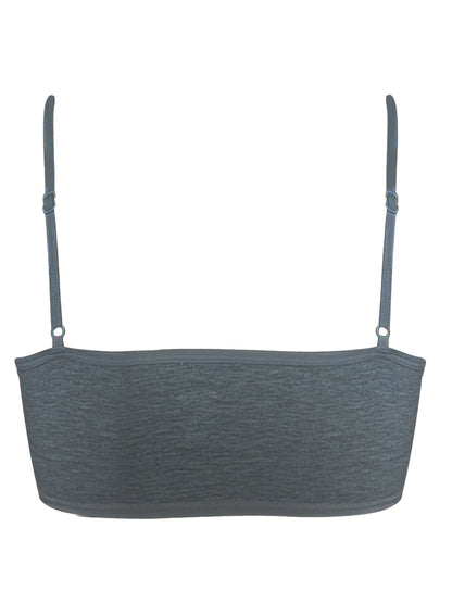 SINGLE LAYERED THIN STRAP NON-WIRED FULL COVERAGE COTTON STARTER BRA | DARK GREY