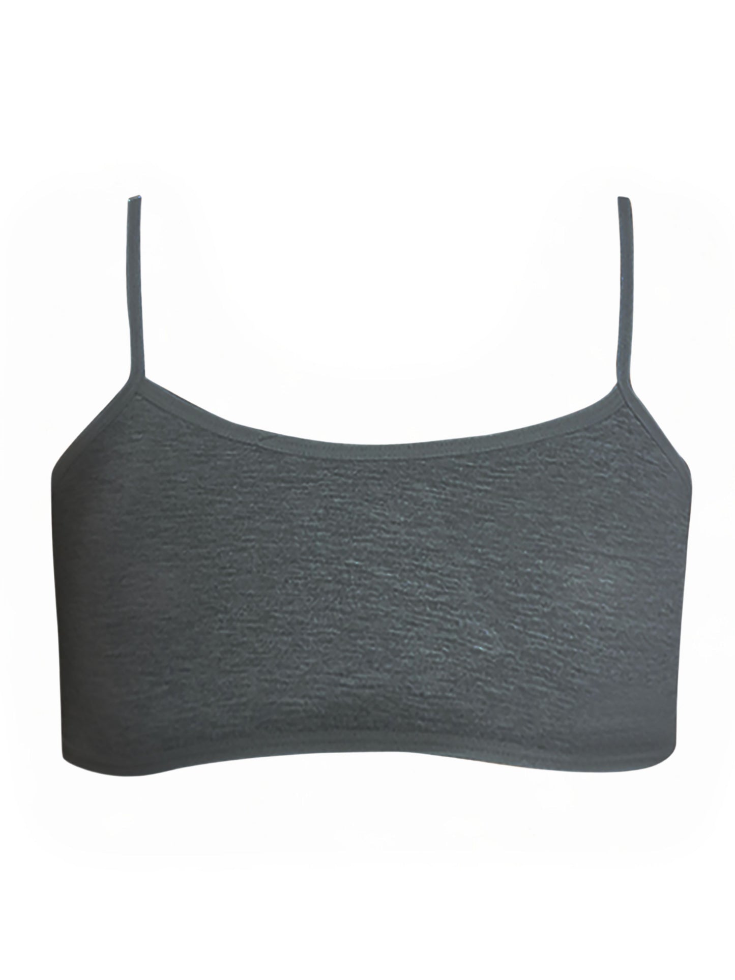 SINGLE LAYERED THIN STRAP NON-WIRED FULL COVERAGE COTTON STARTER BRA | DARK GREY