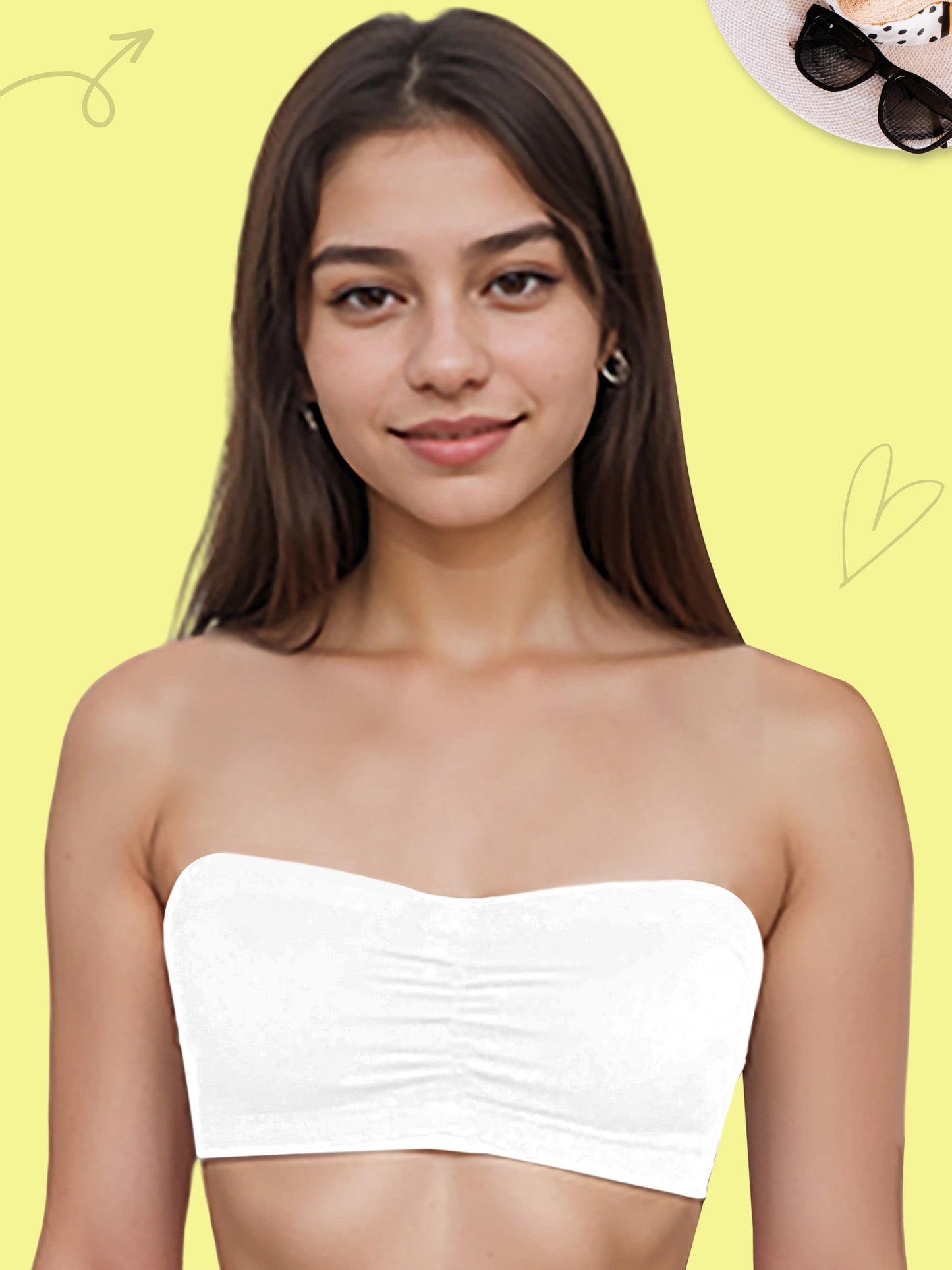 Cotton Strapless Tube Bra For Girls| Bandeau Bra With Removable Pads | White Tube Top Pack Of 1