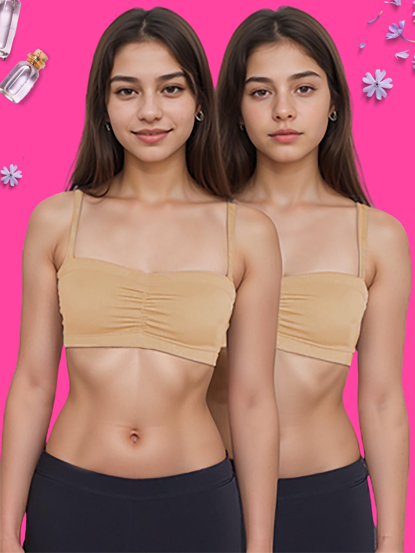 Cotton Strapless Tube Bra For Girls| Bandeau Bra With Removable Pads | Skin Tube Top With Straps Pack Of 1