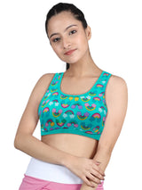 Single-Layer Broad Strap Cotton Sports Bra | Non-Padded Beginner Bra | Printed Style