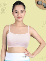 THIN STRAP NON-WIRED FULL COVERAGE COTTON EVERYDAY BRA | SINGLE LAYERED | PINK