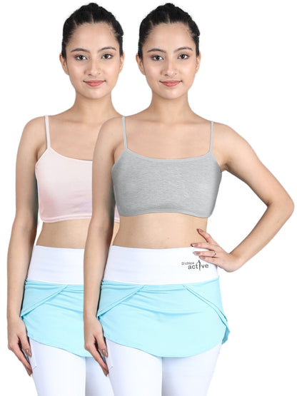 THIN STRAP NON-WIRED FULL COVERAGE COTTON EVERYDAY BRA | SINGLE LAYERED | GREY