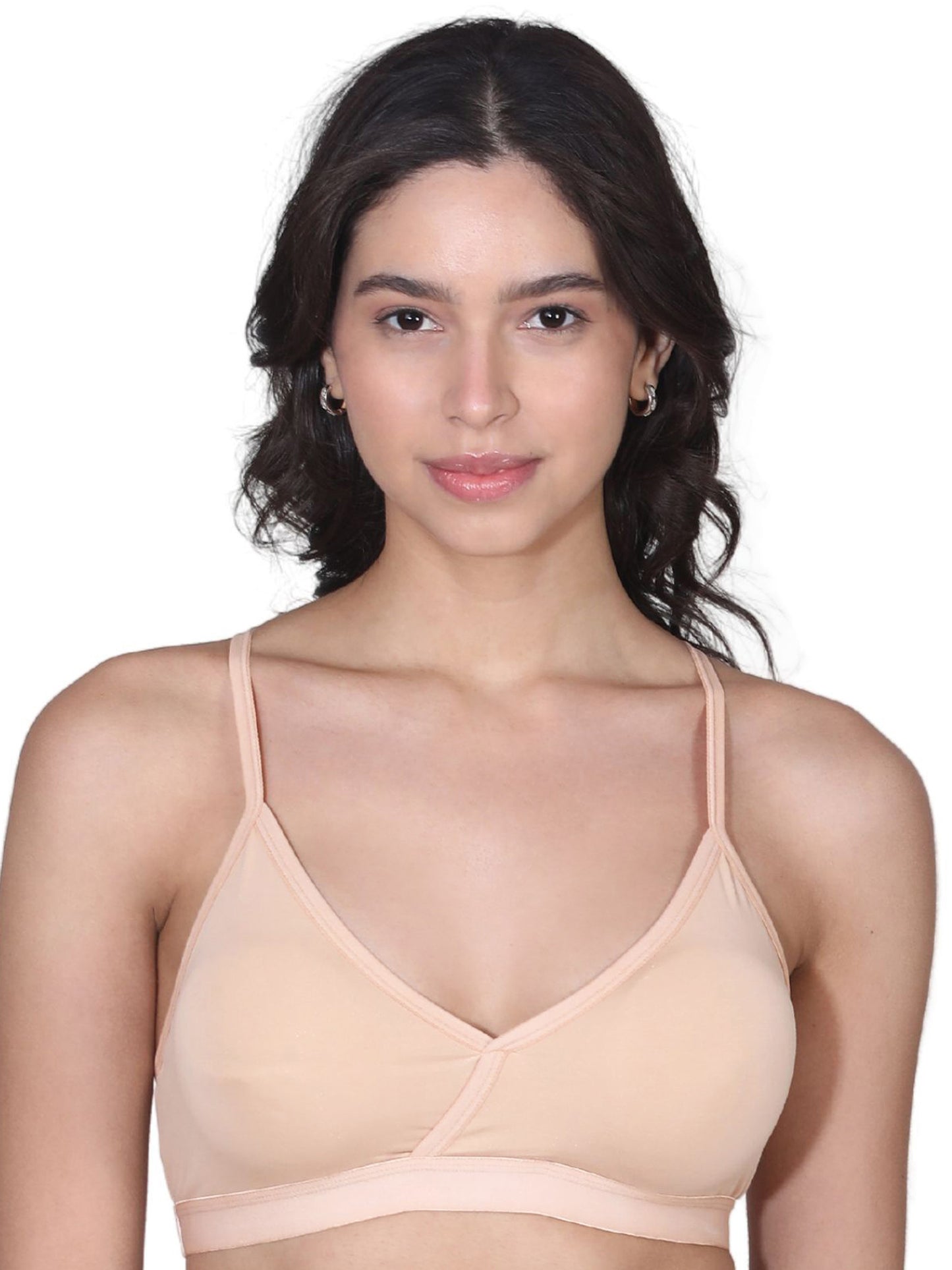 V-Neck Padded Everyday Bra with Removable Cups & Adjustable Straps