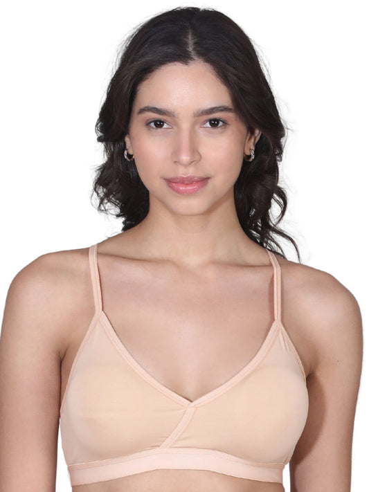 V-Neck Padded Everyday Bra with Removable Cups & Adjustable Straps