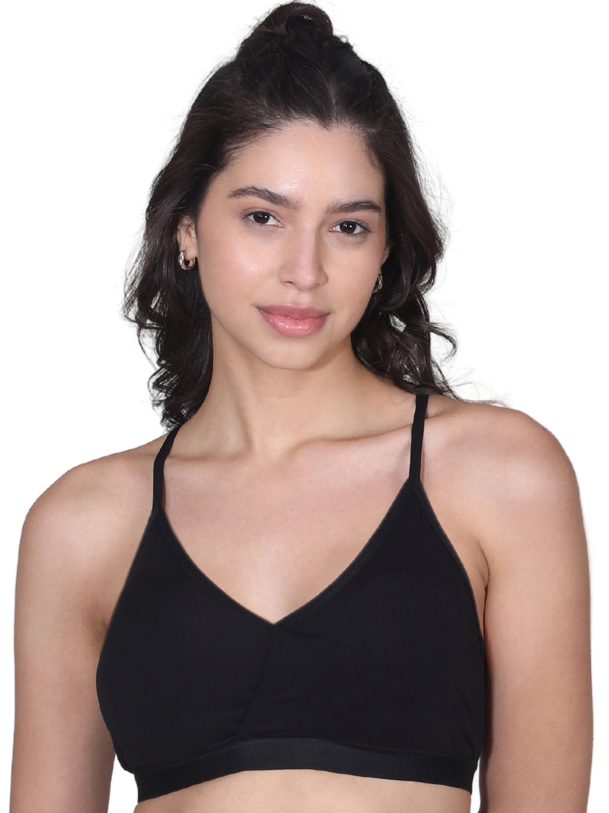 Everyday Black V-Neck Bra with Adjustable Straps & Removable Padding