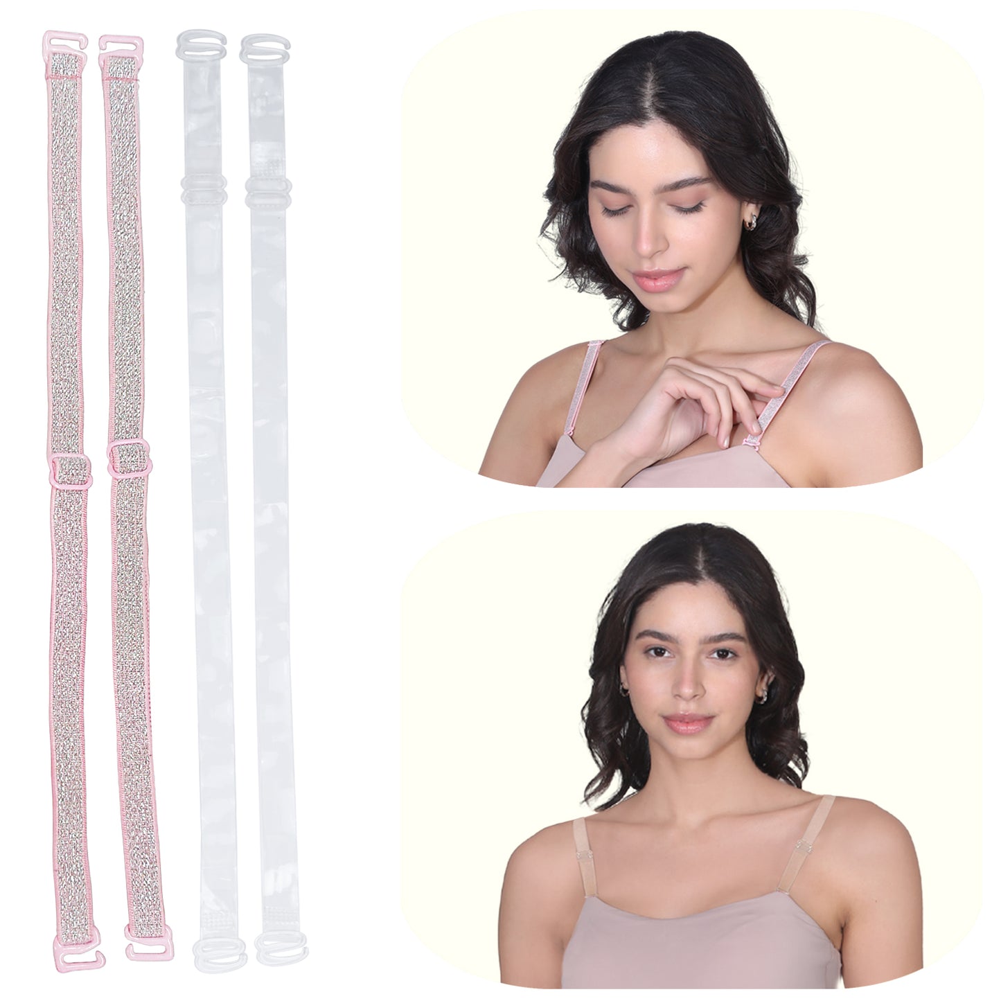 Durable Bra Straps | Adjustable Nylon Elastane | Transperent & Silver