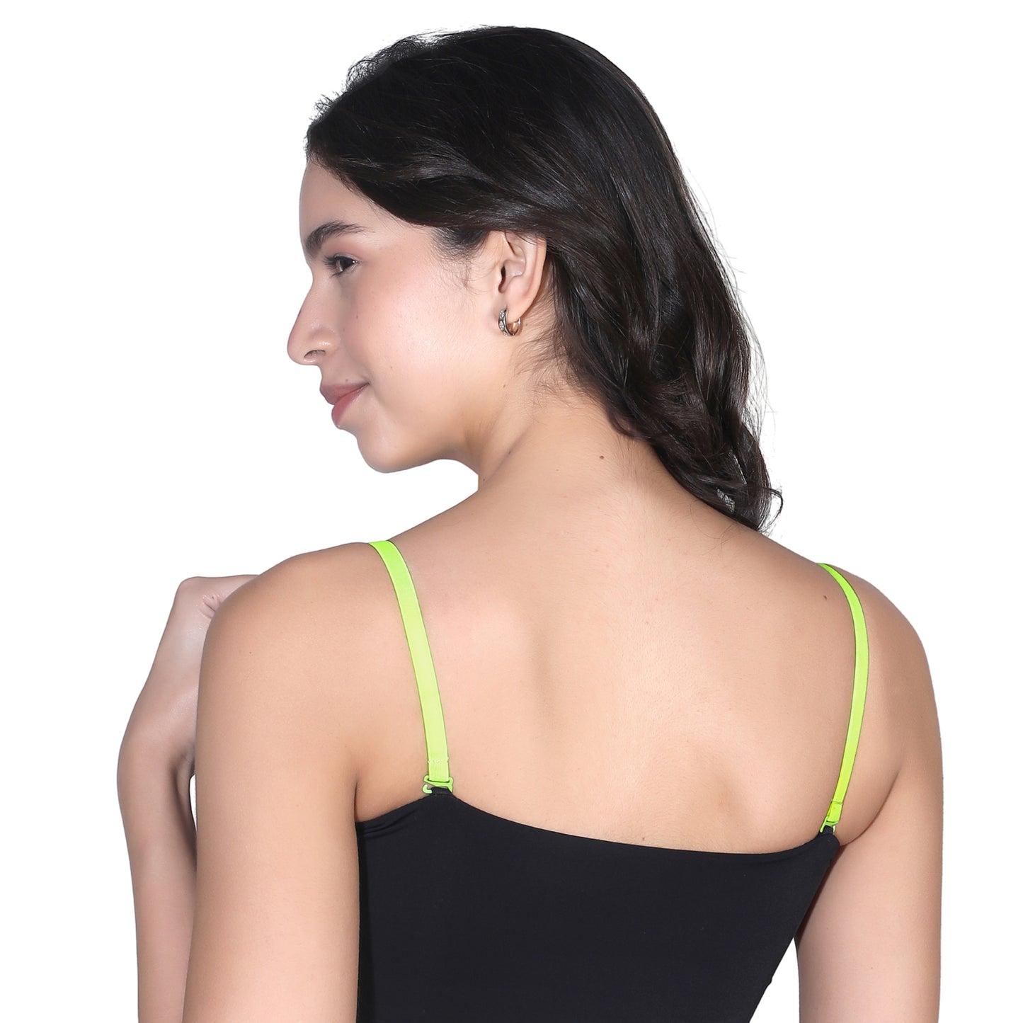 Dchica Pack of 3  ( 1 Bra Strap Extender for Backless, 1 Transperent strap  and  1  Neon Green Bra Strap)