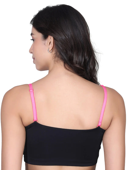 D'chica Adjustable Low Back Bra Converter with 2-Hook Extender | Durable Neon Pink Cotton Bra Straps for Women and Backless Outfits D'chica