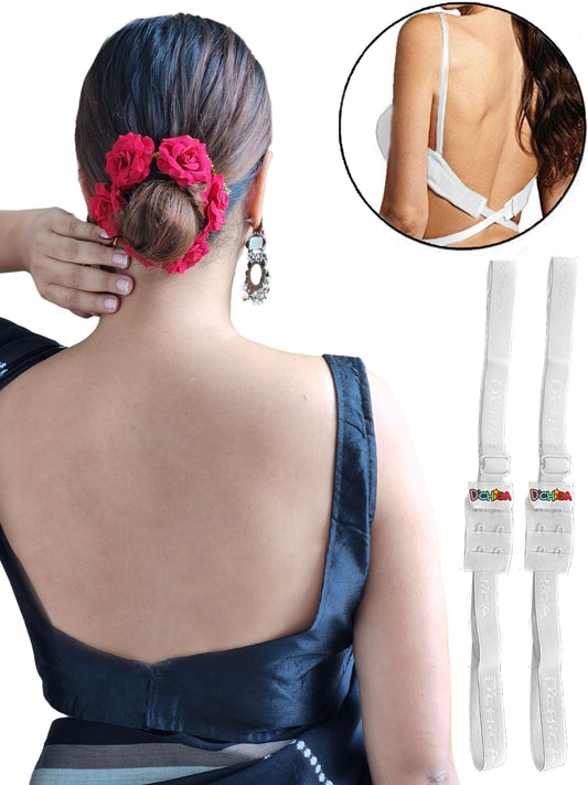 D'chica Adjustable Low Back Bra Converter: 2-Hook Extender Strap for Backless and Low-Back Outfits Pack of 2