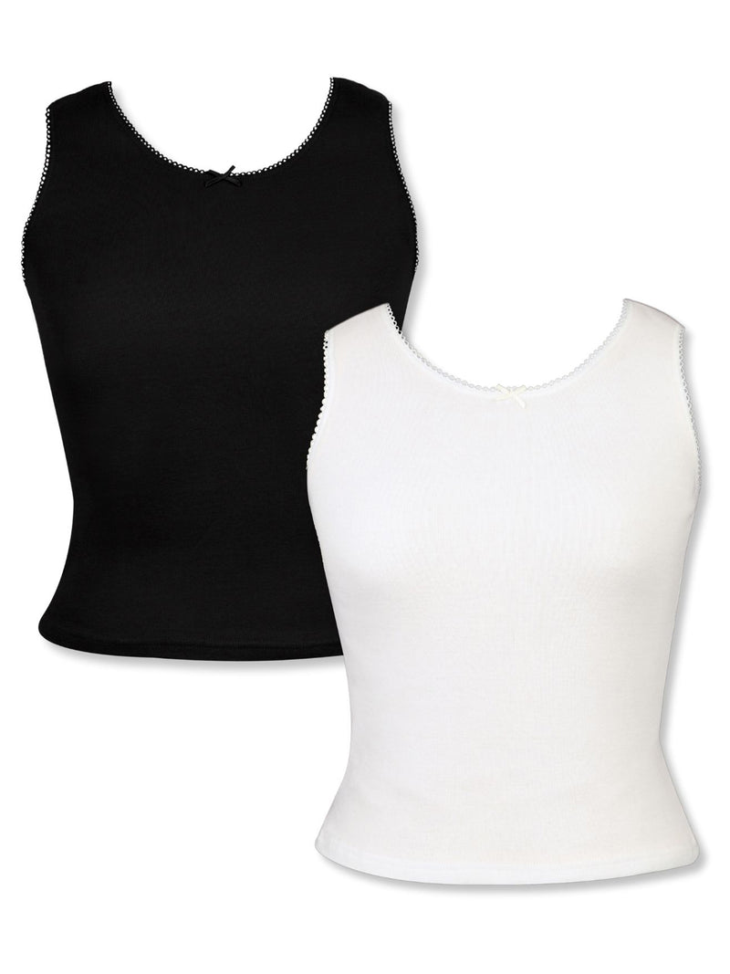 Cotton Camisole Vest Tank Top in White and Black