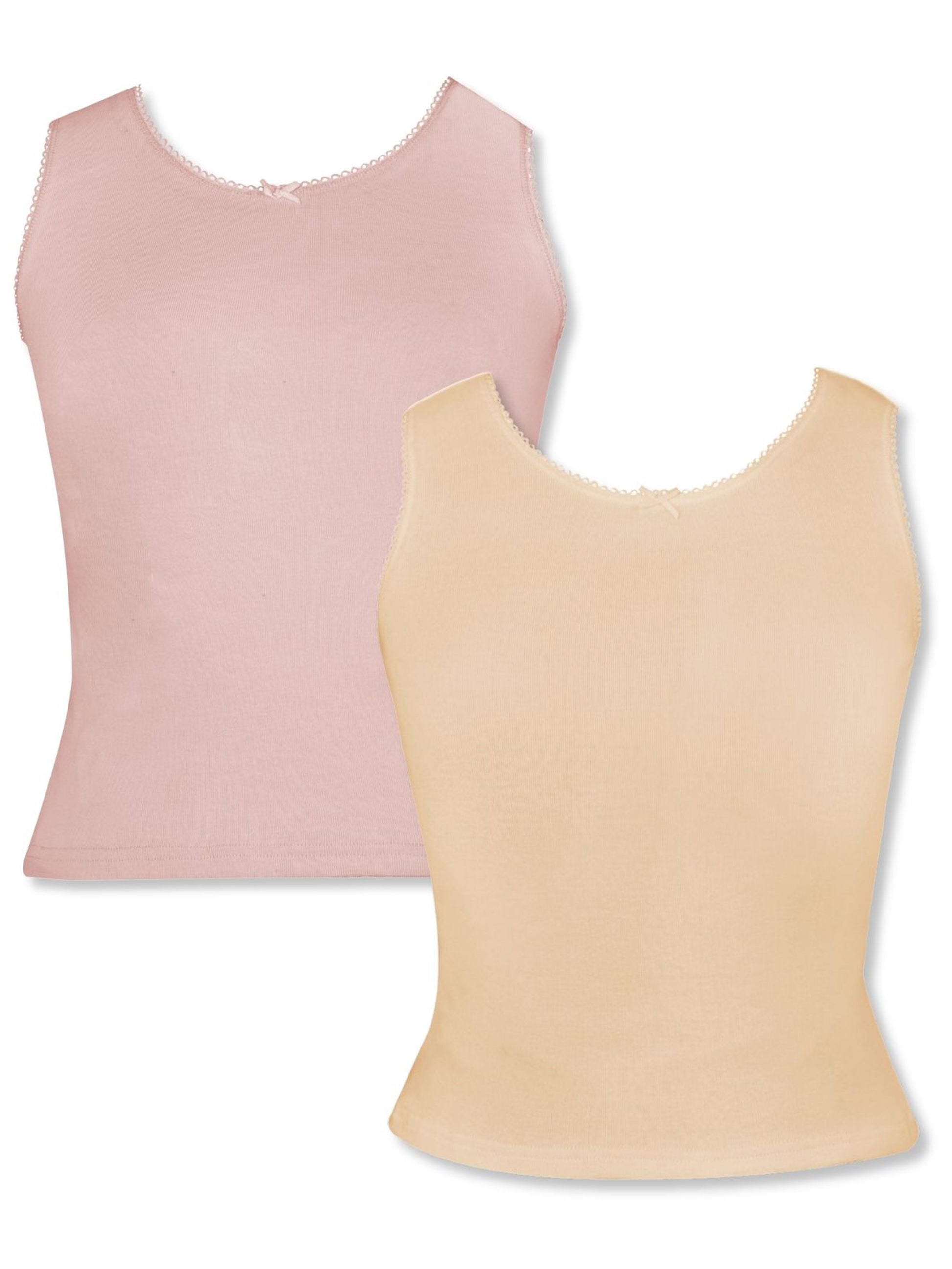 Pink and Skin Cotton Camisole Vest Tank Top