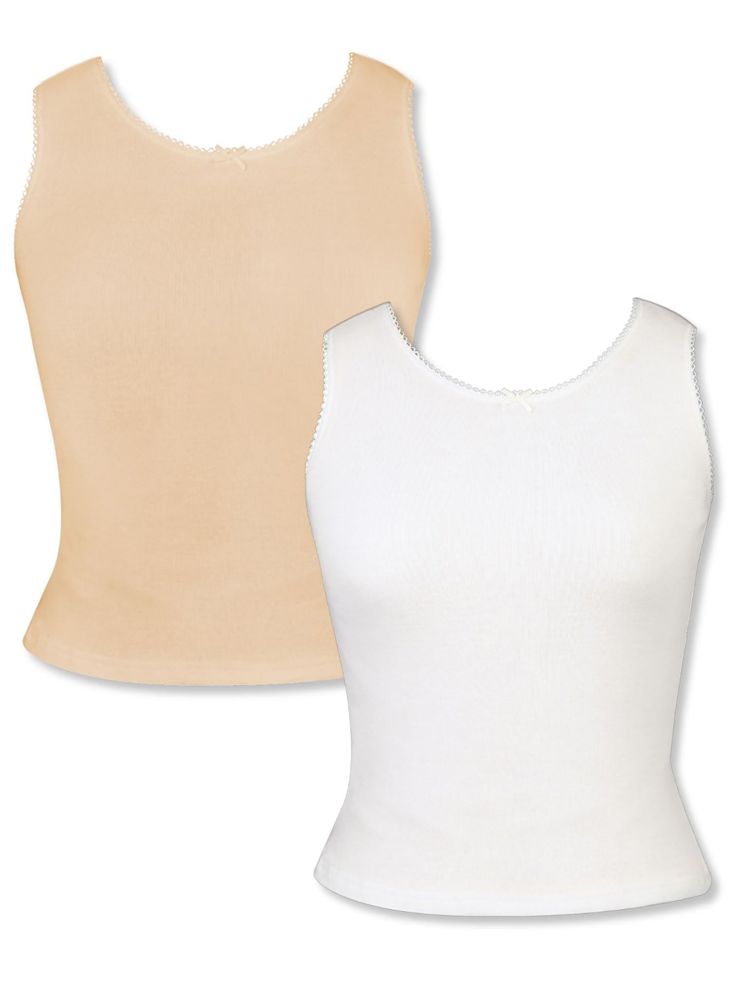 Cotton White and Skin Camisole Vest Tank Top