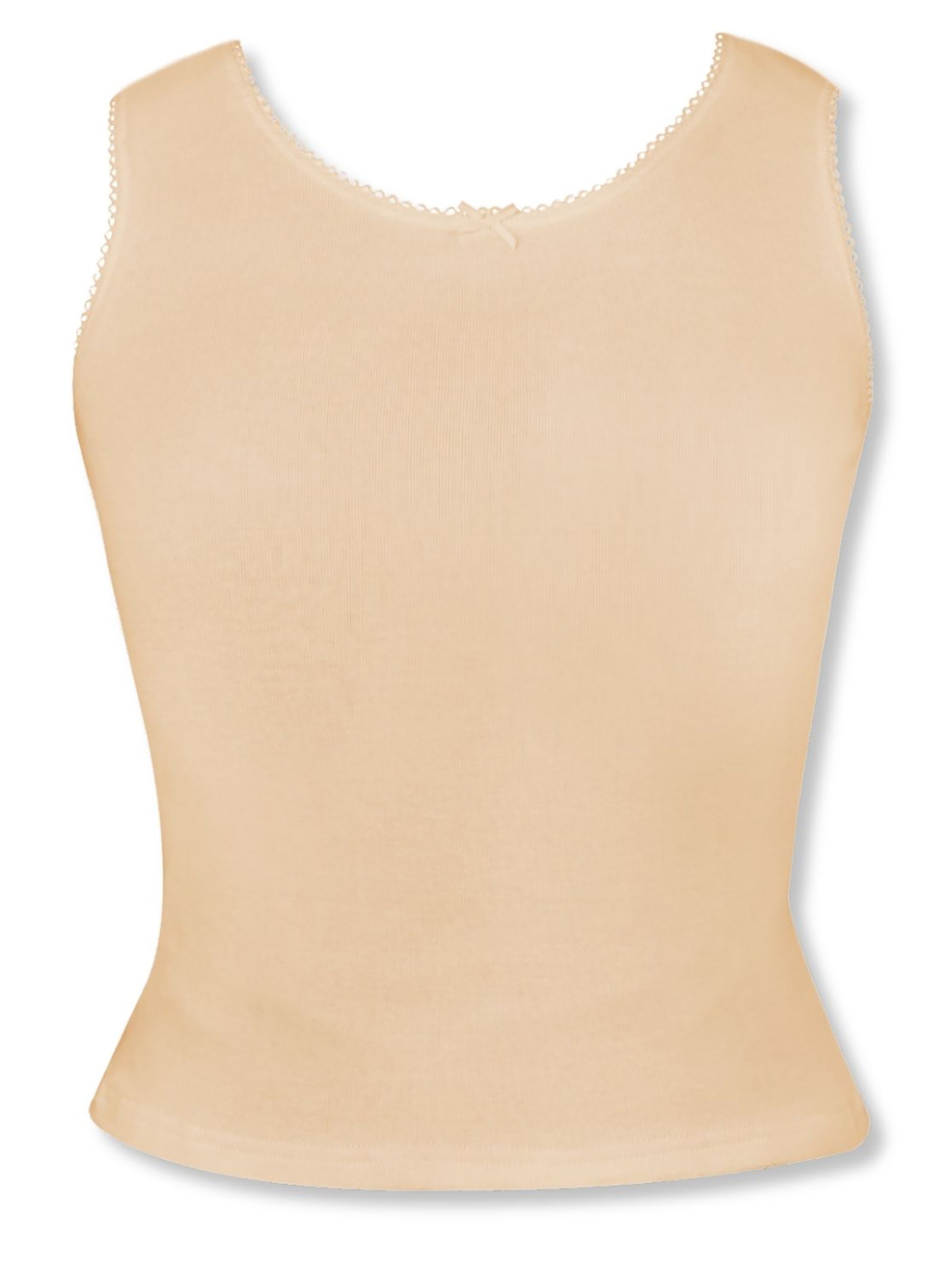 GIRLS COTTON WHITE & SKIN CAMISOLE VEST TANK TOP | PACK OF 2 - D'chica