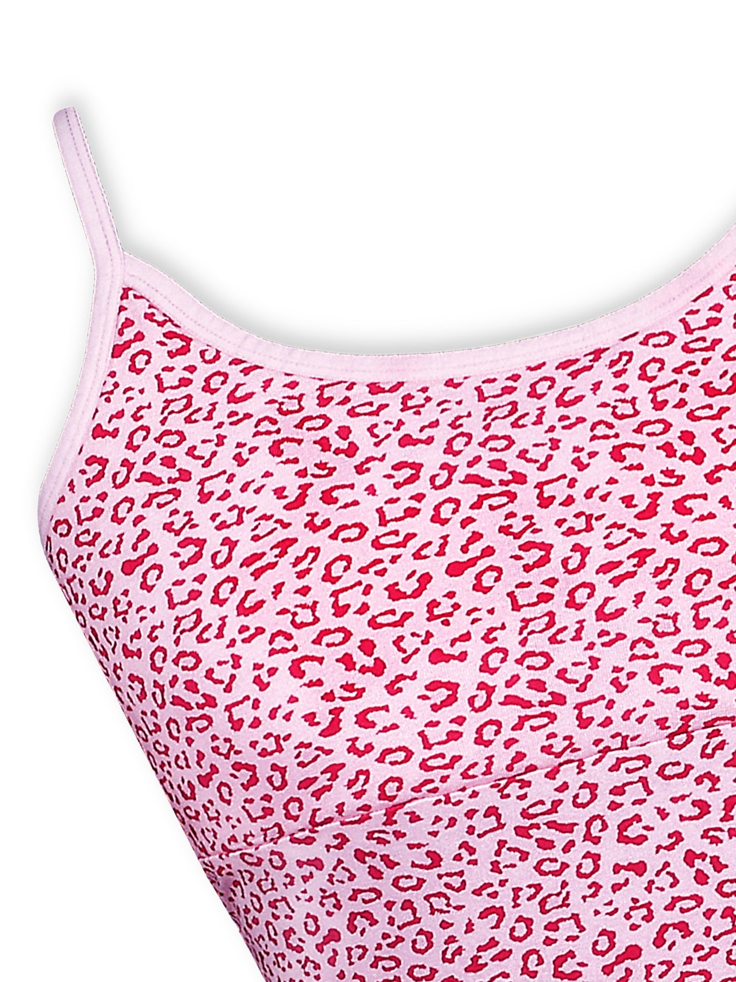 Pink Leopard Print High Coverage Cotton Starter Camisole Bra with Adjustable Strap