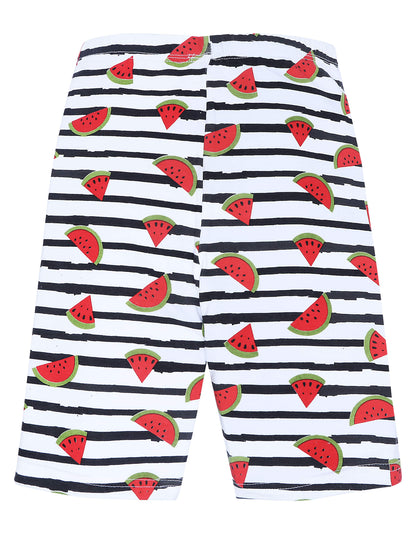 D’chica Cotton Cycling Shorts for Girls | Red Watermelon Print Tights Pack Of 1 - D'chica