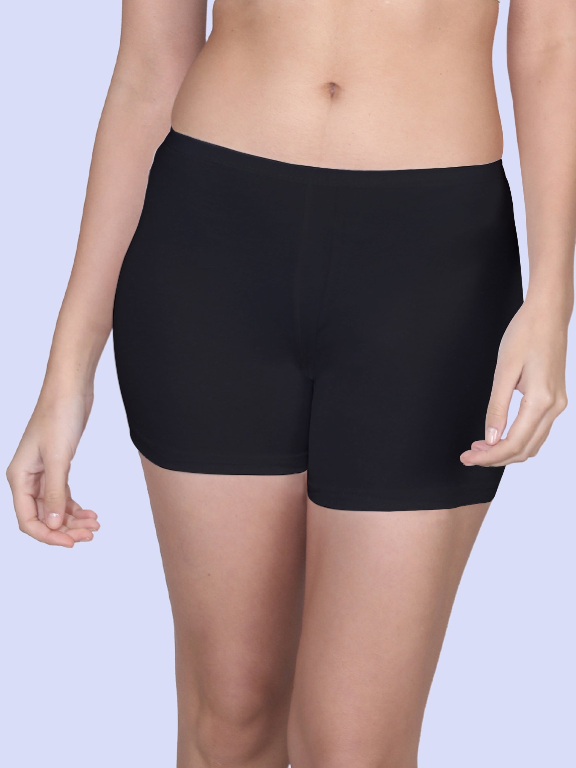 Black Boyshorts with High Waist, Full Coverage, Gusseted Crotch, and Seamless Sides