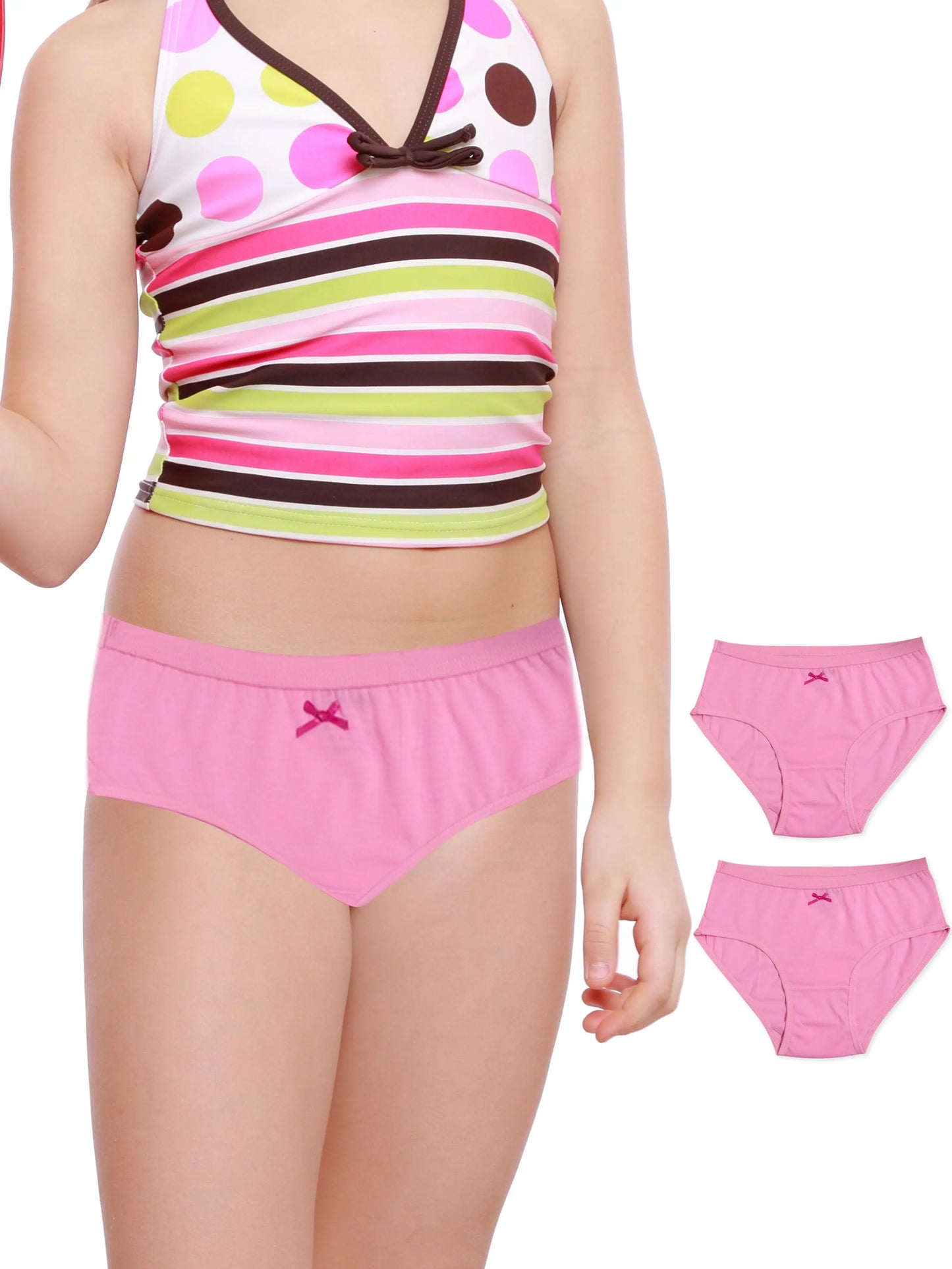 Cotton Hipster Briefs For Girl | Breathable | Elasticated Waistband | Pink Solid Panties Pack Of 3