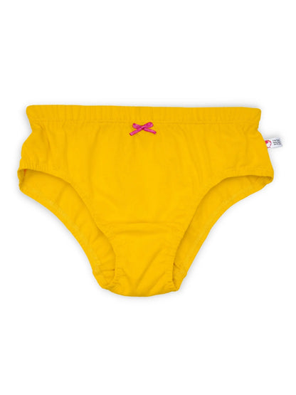 Cotton Hipster Briefs For Girl | Breathable | Elasticated Waistband | Yellow Solid Panties Pack Of 3