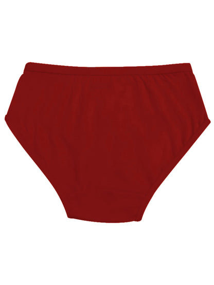 Cotton Hipster Briefs For Girl | Breathable | Elasticated Waistband | Red Solid Panties Pack Of 3