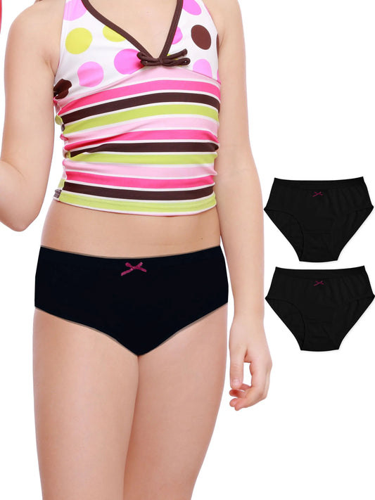 Cotton Hipster Briefs For Girl | Breathable | Elasticated Waistband | Black Panties Pack Of 3