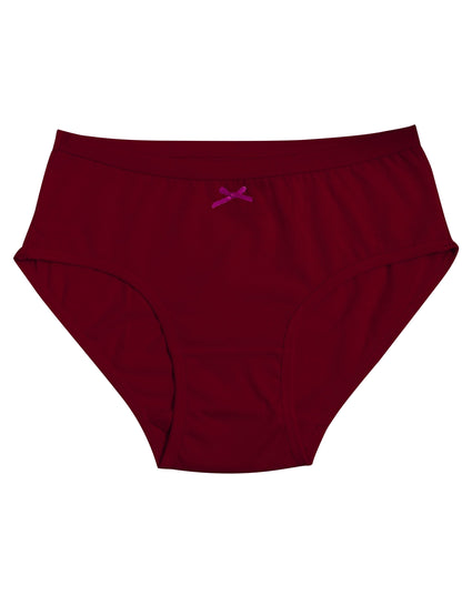 Cotton Hipster Briefs For Girl | Breathable | Elasticated Waistband | Maroon Solid Panties Pack Of 3