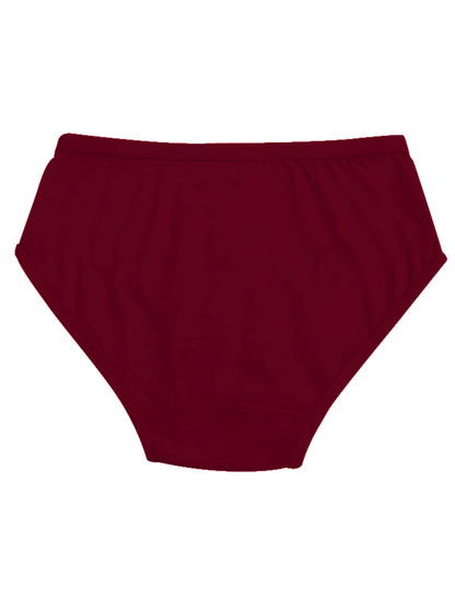 Cotton Hipster Briefs For Girl | Breathable | Elasticated Waistband | Maroon Solid Panties Pack Of 3