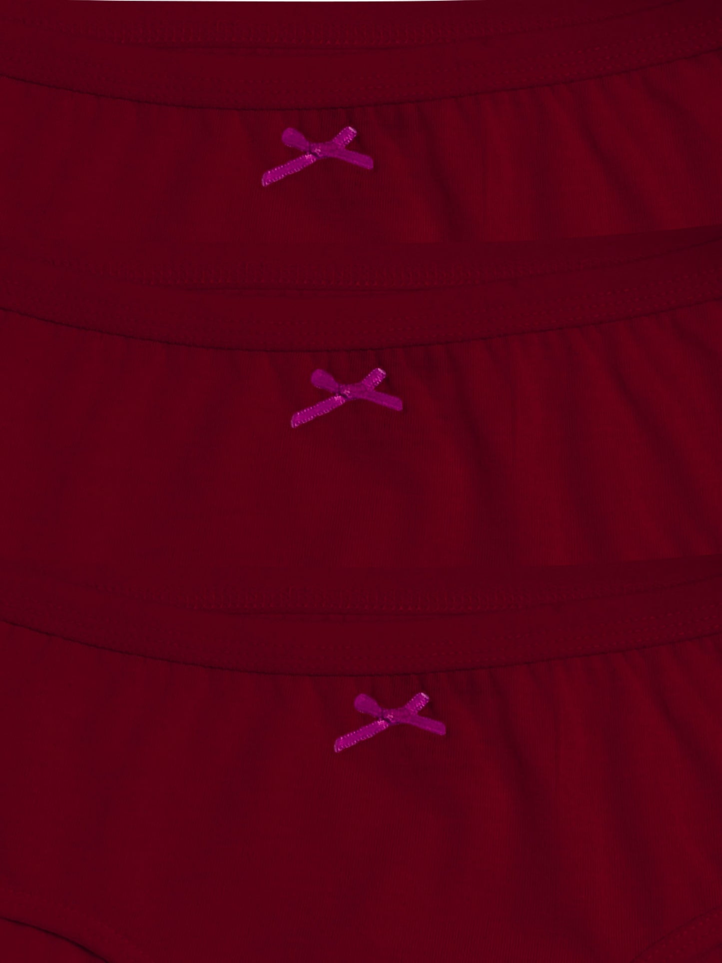 Cotton Hipster Briefs For Girl | Breathable | Elasticated Waistband | Maroon Solid Panties Pack Of 3