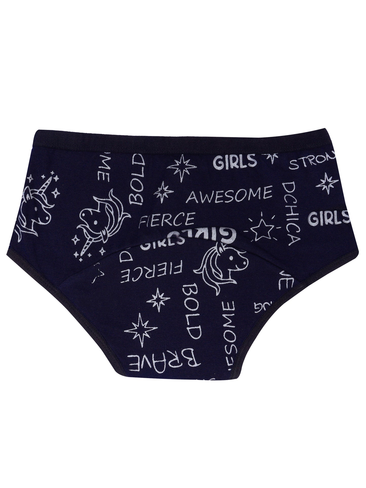 D'chica Navy Blue Unicorn Print Eco-friendly Anti-Microbial Lining Period Panties Blue, No Pad Required