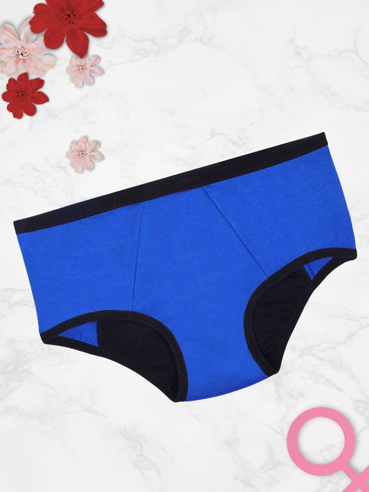 Leakproof & Reusable Royal Blue Period Underwear For Teenager Girls With Antimicrobial Lining