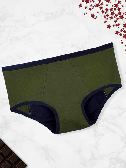 RASH FREE OLIVE GREEN PERIOD PANTIES | NO PAD NEEDED | LEAKPROOF | REUSABLE