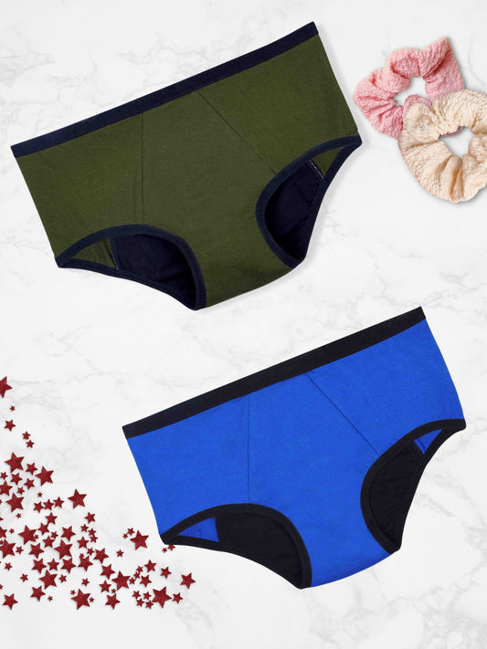 LAB TESTED PERIOD PANTIES | OLIVE GREEN & ROYAL BLUE | SUPER ABSORBENT | LEAK-PROOF | REUSABLE