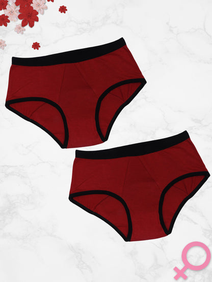 Maroon Period Underwear with Antimicrobial Lining - Leakproof, Reusable & Pad-Free