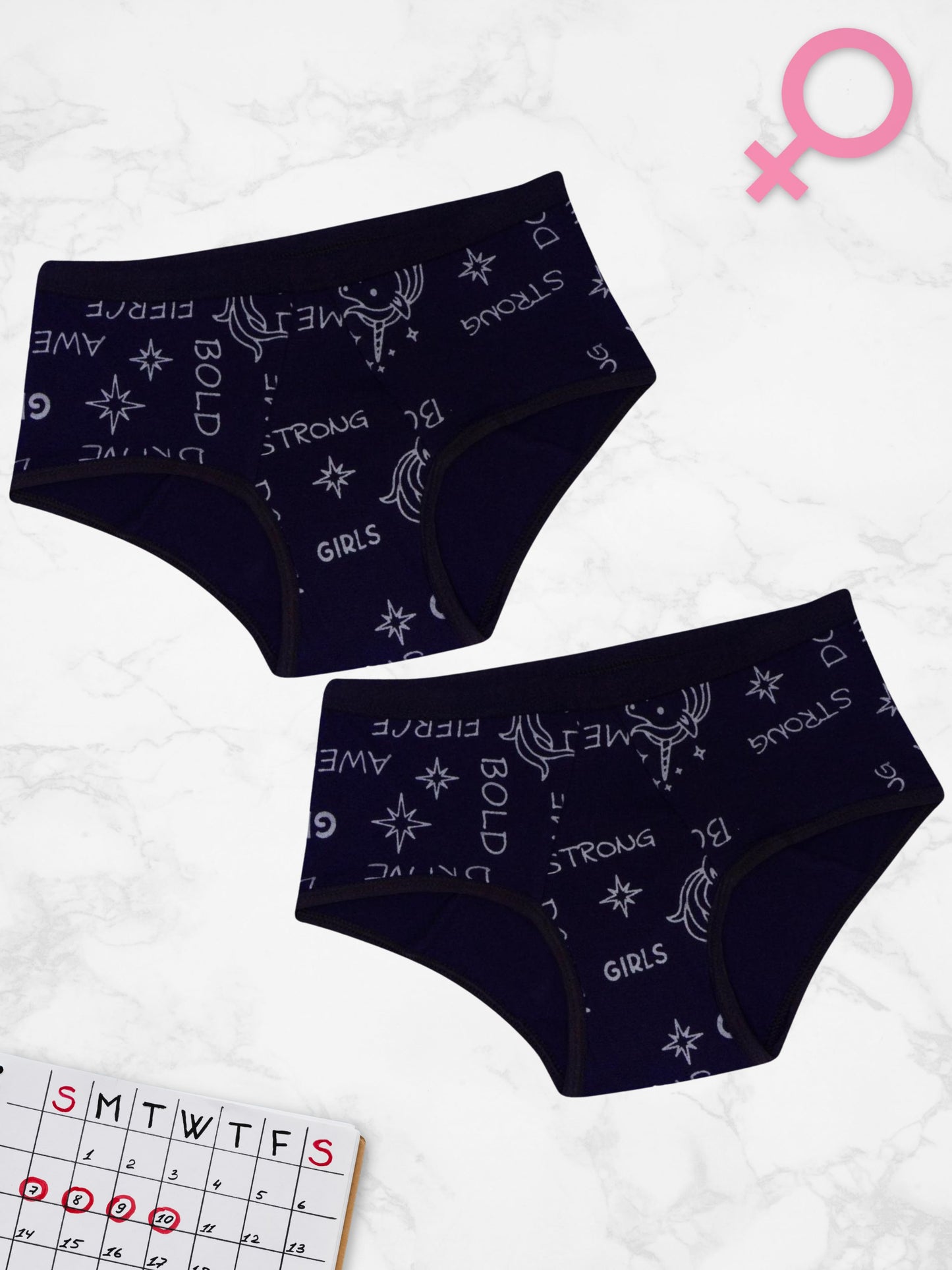 Reusable Metallic Navy Blue Period Underwear with Antimicrobial Lining - Leakproof & Pad-Free