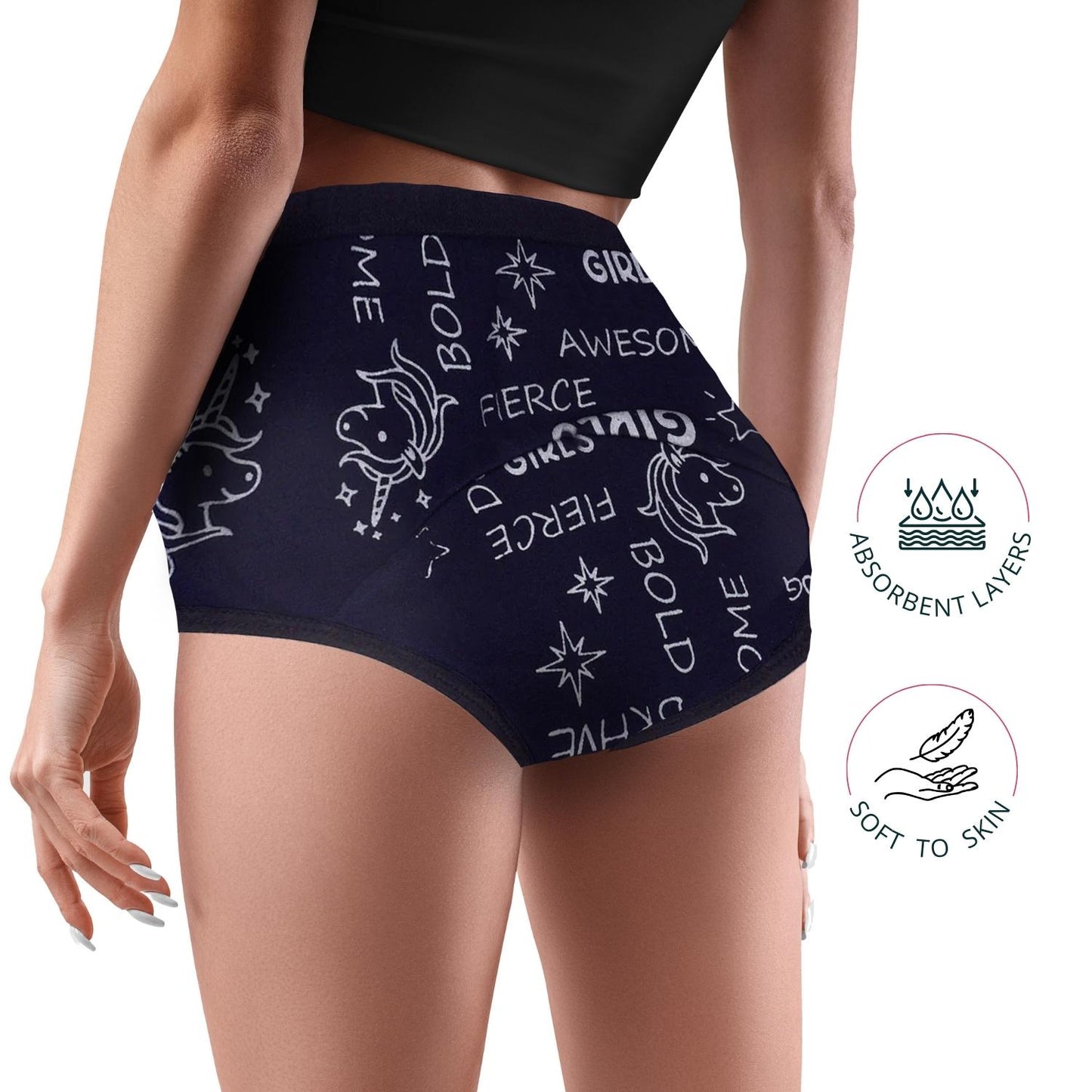 Leakproof & Reusable Metallic Navy Blue Period Underwear For Teenager Girls & Womens With Antimicrobial Lining | No Pad Needed | Pack of 2 - D'chica