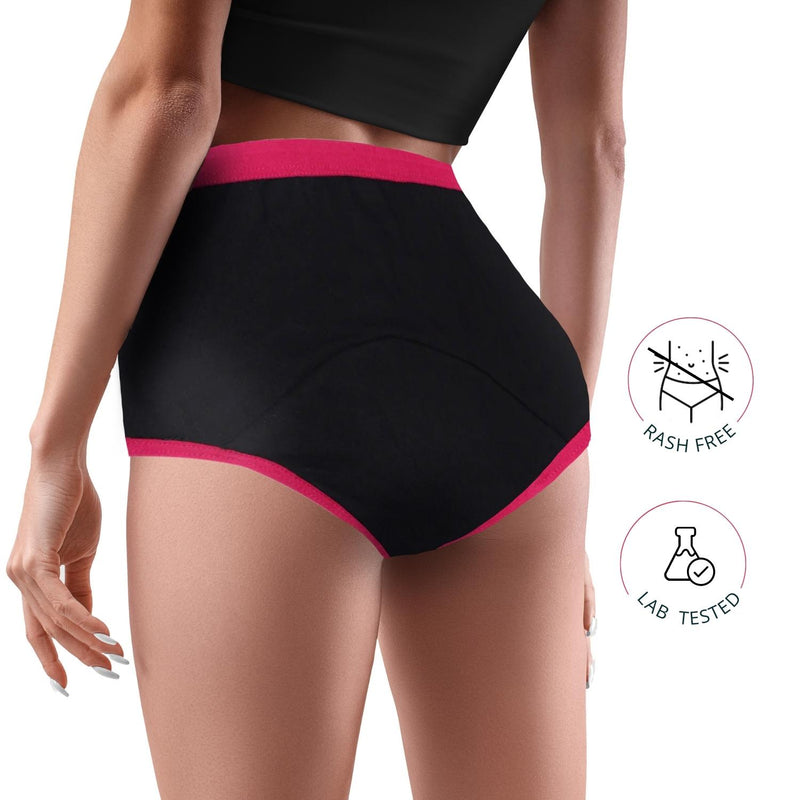 Leakproof & Reusable Solid Black Period Underwear For Teenager