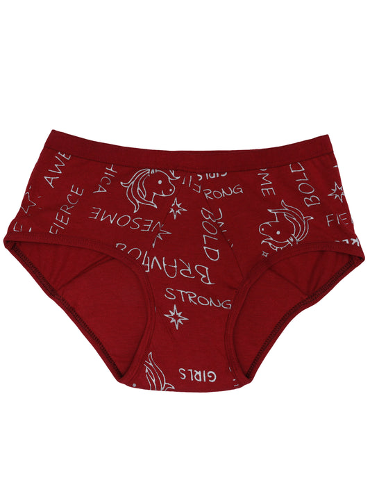 D'chica Maroon Unicorn Print Eco-Friendly Anti-Microbial Lining Period Panties – No Pad Required