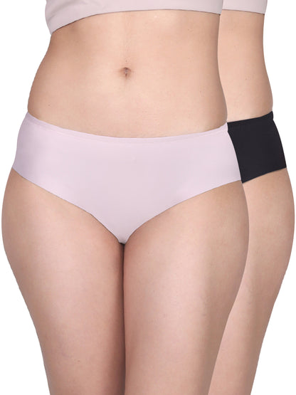 SEAMLESS HIPSTER PANTIES | COTTON CROTCH & NO VISIBLE PANTY LINES | FULL COVERAGE | 2 ASSORTED COLOURS