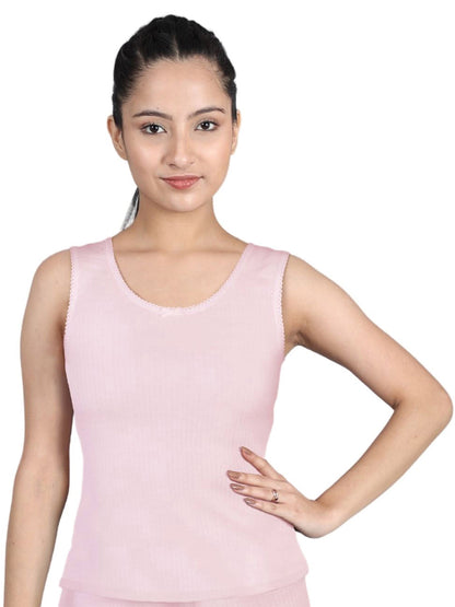 Round Neck Sleeveless Thermal Tank Top | Pink Winterwear  For Girls & Young Women  | Set of 1