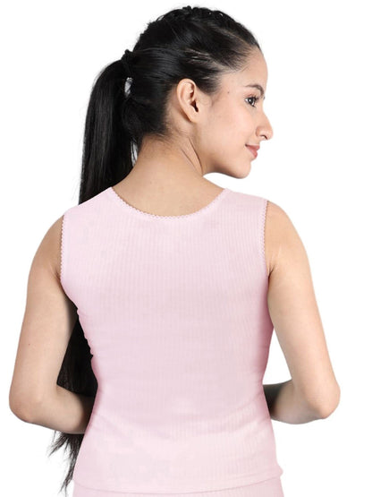 Round Neck Sleeveless Thermal Tank Top | Pink Winterwear  For Girls & Young Women  | Set of 1